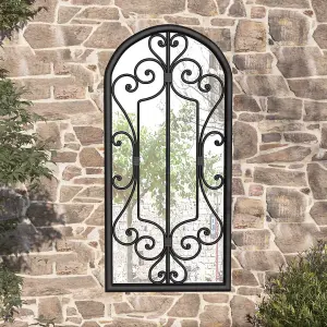 Berkfield Garden Mirror Black 100x45 cm Iron for Outdoor Use