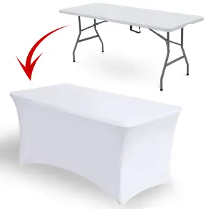 6FT Elastic Spandex Table Cover Party & Buffet Cloth for Standard Folding Tables