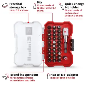 Einhell Universal Drill Driver Bit Set 32 Pieces With XS-CASE Box KWB Accessory