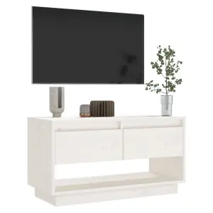 Berkfield TV Cabinet White 74x34x40 cm Solid Wood Pine