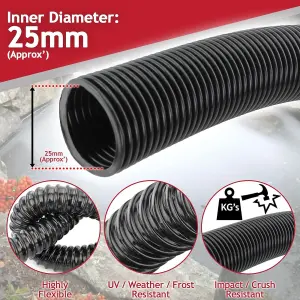 SPARES2GO Flexible Corrugated Water Butt Extension Overflow Connector Hose Pipe (25mm, 5M)