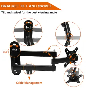 SunDaze Monitor TV Wall Mount Bracket Swivel & Tilt for 10" - 32" LED Curved QLED QE 4K LCD OLED SUHD UHD