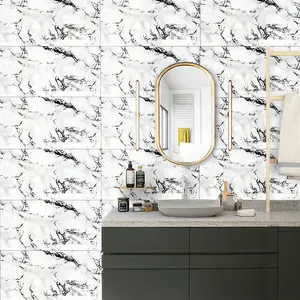 Marble Look Tile Stickers, Self Adhesive Wall Decals Backsplash Home Decor, Easy Application H 60 x W 30 x T 0.2cm