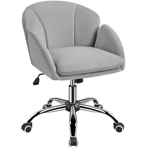 Yaheetech Modern Desk Chair for Home Office Makeup - Light Grey / Velvet