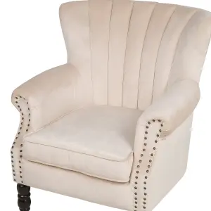 Wingback Chair SVEDALA Velvet Light Beige