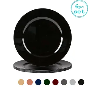 Metallic Charger Plates - Black - 33cm - Pack of 6 - Table Decoration Plates by Harbour Housewares