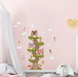 Fairy Tree House Wall Sticker Pack Children's Bedroom Nursery Playroom Décor Self-Adhesive Removable