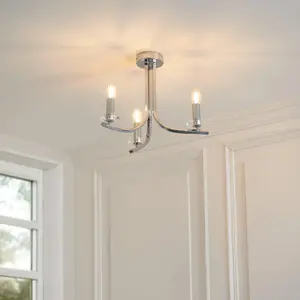 Morden Polished Chrome Semi-Flush Ceiling Light