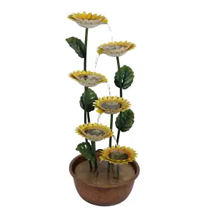 Primrose Potted Sunflower Tiered Cascading Zinc Water Feature