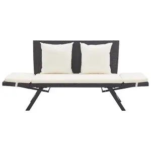 Berkfield Garden Bench with Cushions Black 176 cm Poly Rattan