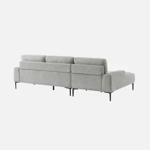 sweeek. 3-seater fabric and metal sofa left-hand corner Atlanta Light Grey 134x260x84 cm