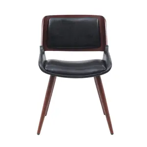 Ayrton Faux Leather Mid-Century Dining Chair Polished Obsidian