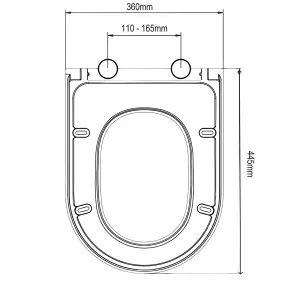 Euroshowers White MDF D Shape Soft Close Top Fix Toilet Seat