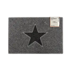 Star Medium Doormat in Grey with Black Star