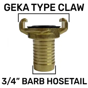 Garden watering solid brass geka style hosepipe claw fittings/connectors (PACK OF 2) 3/4" barb x2