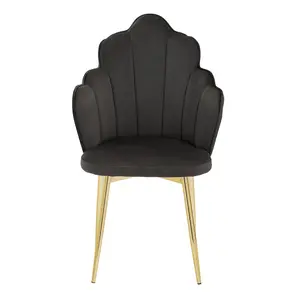 Interiors by Premier Contemporary Black Velvet Dining Chair, Durable & Adjustable Velvet Office Chair, Backrest Accent Chair