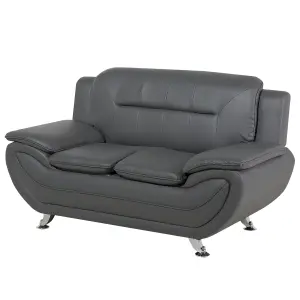 2 Seater Faux Leather Sofa Grey LEIRA