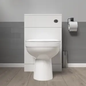 Nes Home 500mm WC Unit & Round Back To Wall Ceramic Toilet With Cistern