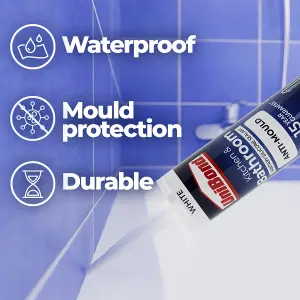 UniBond White Silicone-based Bathroom & kitchen Sanitary sealant, 300ml