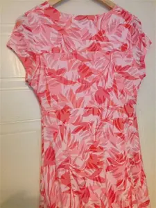 Marks & Spencer M&S Classic Coral Pink Floral Fit & Flare Midi Dress