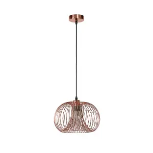 Lucide Vinti Vintage Wire Pendant Light 30cm - 1xE27 - Copper