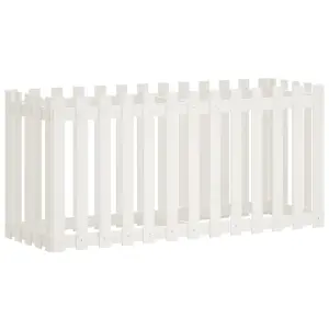 Berkfield Garden Raised Bed with Fence Design White 150x50x70 cm Solid Wood Pine