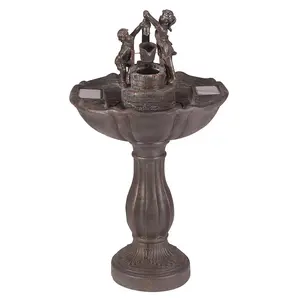 Tipping Pails Solar Powered Water Fountain - Bronze Effect Outdoor Garden Cascading Water Feature - Measures H84 x 47cm Diameter