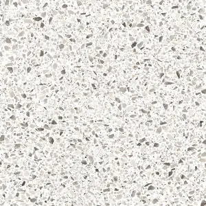 White Mosaic Effect Vinyl Flooring For LivingRoom, Kitchen, 2.4mm Cushion Backed Vinyl Sheet-9m(29'5") X 3m(9'9")-27m²