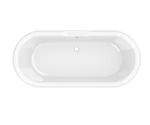 GoodHome Emba Gloss White Acrylic Freestanding Roll-top Double ended Bath (L)1700mm (W)800mm