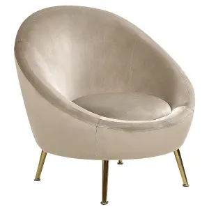 Beliani Retro Armchair LANGA Velvet Taupe