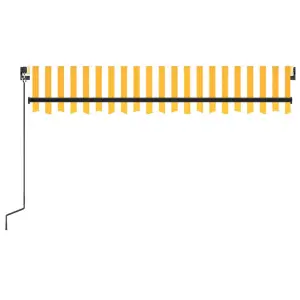 Berkfield Manual Retractable Awning with LED 350x250 cm Yellow and White