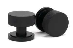 From The Anvil Matt Black Brompton Mortice/Rim Knob Set (Art Deco)