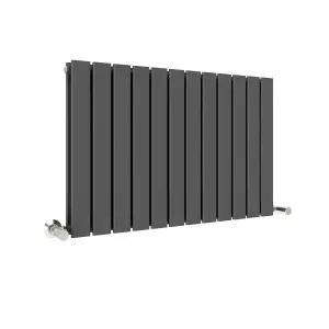 Anthracite Flat Tube 600x912mm Horizontal Double Panel Heated Towel Radiator