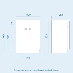 Nes Home 600mm Freestanding Modern Grey Gloss Basin Vanity Storage Unit