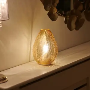 Auraglow Rechargeable Glass Leaf Light Table Lamp