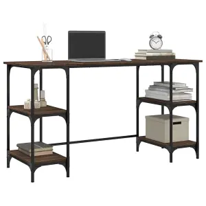 Berkfield Desk Brown Oak 140x50x75 cm Metal and Engineered Wood