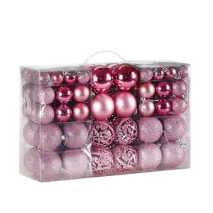 100-Piece Christmas Bauble Set Pink