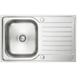 Austen & Co. Verona Stainless Steel Inset Reversible Single Bowl Kitchen Sink With Drainer, Lifetime Guarantee, Fast Delivery