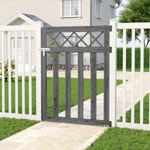 3x4ft Outdoor Grey Cross Top Garden Wooden Gate Fence Patio Gate