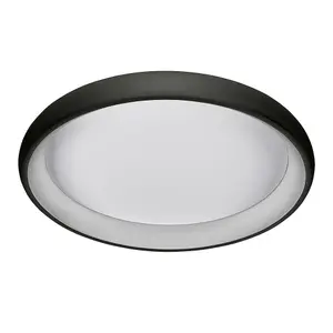 Luminosa Modern LED Flush Ceiling Light Black, Warm White 3000K 2750lm