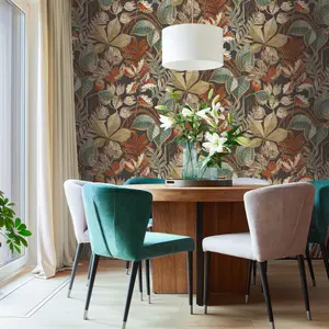 Belgravia Décor Eden Leaf Charcoal Smooth Wallpaper