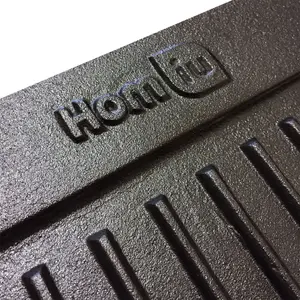 Homiu Cast Iron Griddle Plate, BBQ Induction Griddle Pan Non-Stick Double Sided Pre-Seasoned, Flat and Ridged Surfaces 50 x 23cm