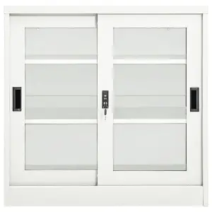 Berkfield Sliding Door Cabinet White 90x40x90 cm Steel