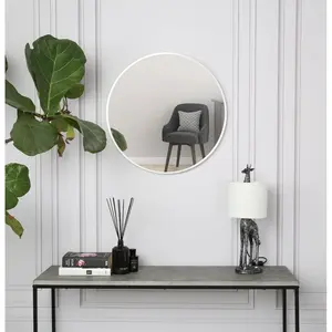 Sasheer - Round Framed Wall Mounted Mirror Silver / 80cm H x 80cm W