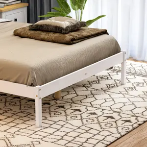 Vida Designs Milan White & Pine 4ft6 Double Wooden Bed Frame - Low Foot End