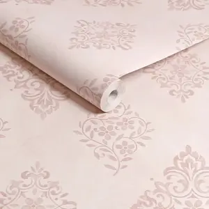 Shabby Chic by Rachel Ashwell Diamond Motif Pink Damask Wallpaper