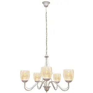 Luminosa Allena Multi Arm Pendant Ceiling Light White, Gold, Amber 50cm