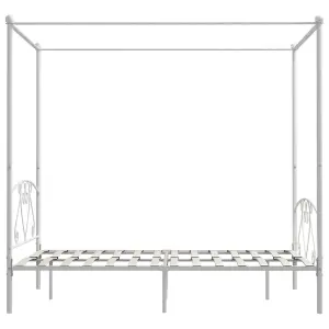 Berkfield Canopy Bed Frame White Metal 160x200 cm