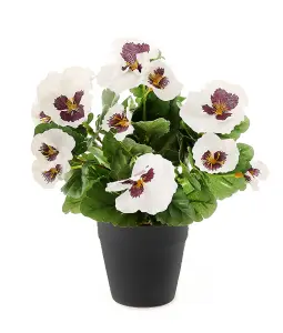 Best Artificial 30cm White Pansy Plug Plant - Pot Not Included