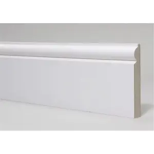 PACK OF 5 (Total 5 Units) - 18mm x 168mm White Primed MDF Torus Skirting Board - 2700mm Length